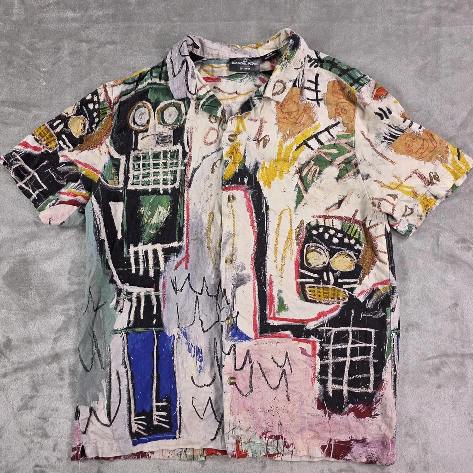 Camisa Jean-Michel Basquiat de algodón para hombre mediana multicolor impresión artística campamento Foto 1 de 4