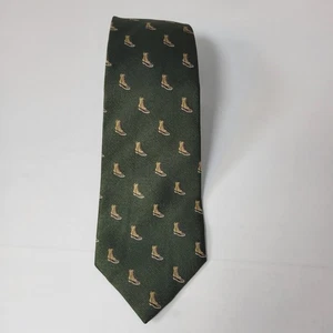 LL Bean Tie Duck Boot Hombres Corbata Azul Marino Seda Botas Freeport Maine Verde - Imagen 1 de 9