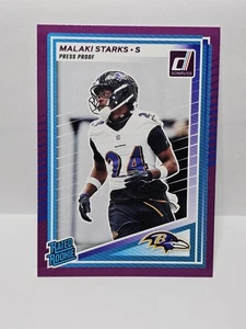 Panini Donruss Malaki Starks 2025 púrpura prueba de prensa clasificación novato #346 RC Ravens - Imagen 1 de 2