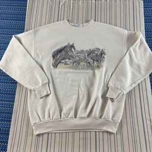 Vintage Lee Sweatshirt Mens Large Wild Horse Ranch Crewneck Western USA 90s - Picture 1 of 12