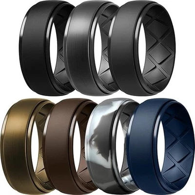 Silicone Wedding Ring for Men,Breathable Silicone Rubber Wedding Bands - Image 1 of 4