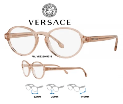 Versace VE3259 5215 Eyeglass Frames Transparent Light Brown 100% New/Authentic  - Image 1 of 4