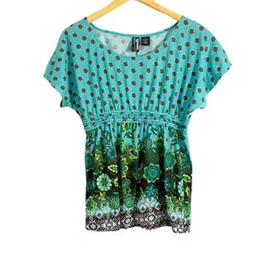 Weavers Multicolor Floral Mixed Print Boho Top, Size Medium - Picture 1 of 8