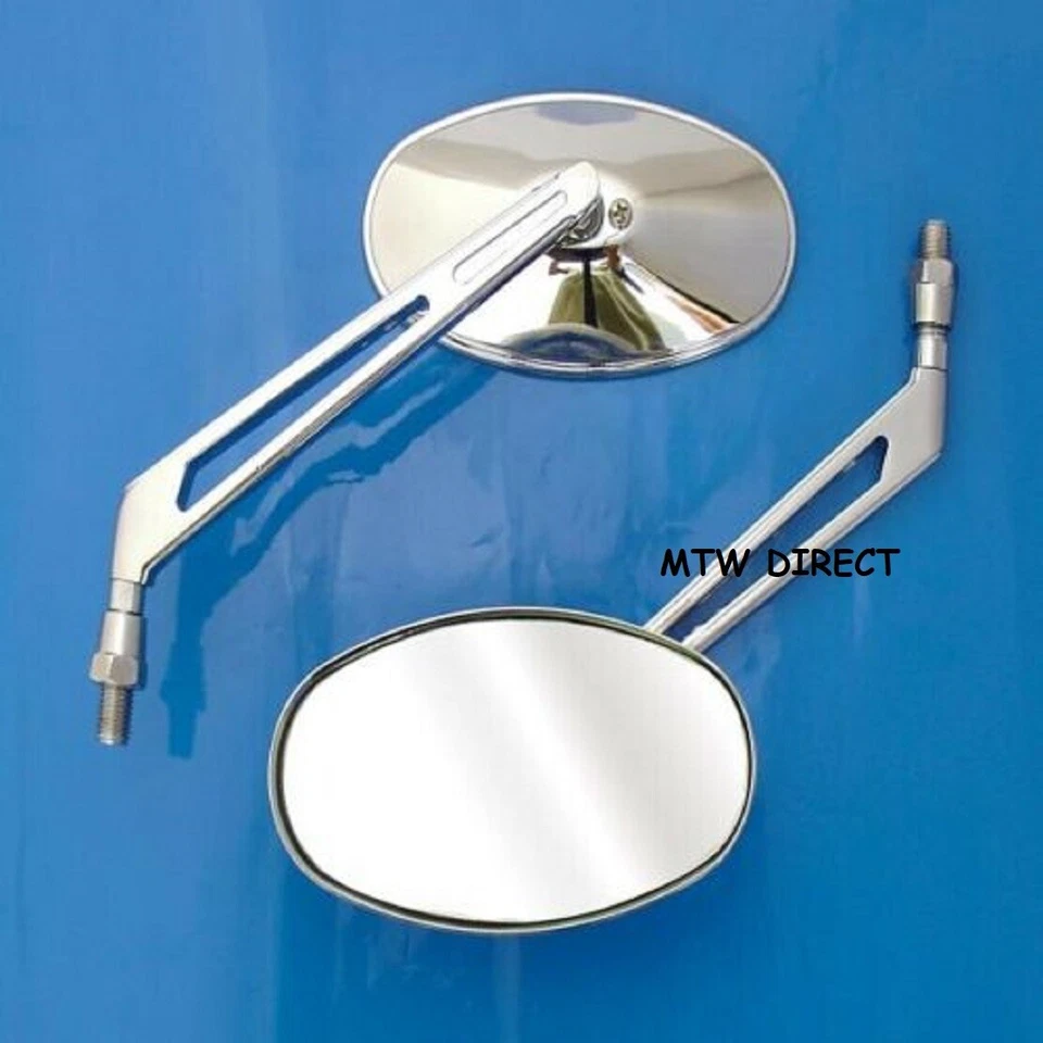 Motorcycle Mirror Universal Shift Chrome Oval 10mm Pair Mp617