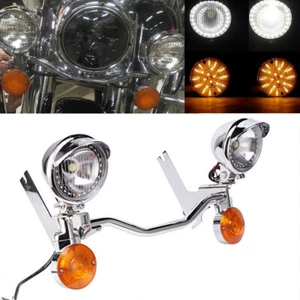LED Passing Turn Signal Driving Fog Spot Light Bar Kit For Harley Motorcycle - Picture 1 of 12