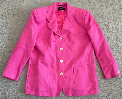 Blazer De Colección Giorgio Sant Angelo Lino Talla 12 Rosa Caliente Forrado Mezcla de Lino Foto 1 de 4