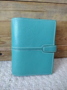 FILOFAX Pocket FINCHLEY Green/Aqua Marine/Teal Leather c2003 - Afbeelding 1 van 8
