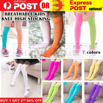 Kids Girls Cotton Colorful High Knee Socks Tights Leg Warmer Stockings Concert - image 1 of 4