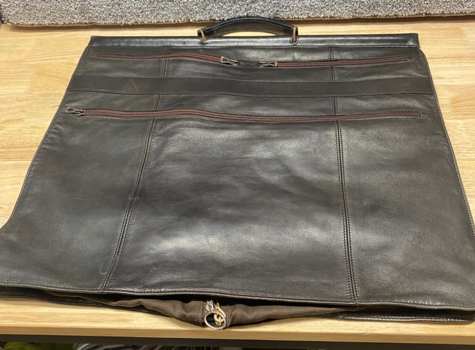 Bolsa de vestuário Longchamp Paris couro marrom vintage muito rara - Imagem 1 de 4