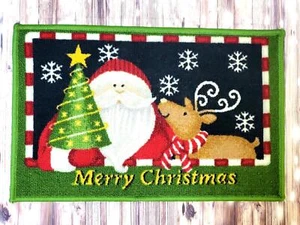 Feliz Navidad Papá Noel Reino Alfombra de Puerta de Reno Acento Alfombra Trasera de Goma 24 x 15" Nueva sin etiquetas - Imagen 1 de 4