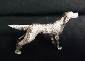 Statua statuina in metallo argento altamente dettagliata cane cucciolo setter inglese peltro O - Foto 1 di 1