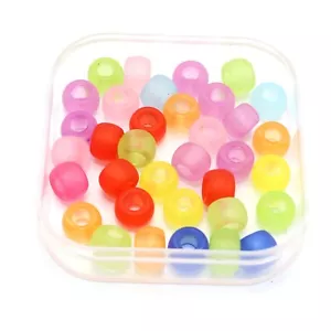 200 Mixed Frosted Color Acrylic Barrel Pony Beads 9X6mm for Kids Craft Kandi - Picture 1 of 9