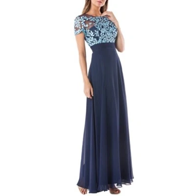 Vestido corpiño bordado para mujer JS Collections en azul marino floral talla 4 $430 Foto 1 de 4