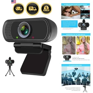Webcam 1080P Full HD USB Kamera mit Mikrofon Sichtschutz Stativ - Bild 1 von 9