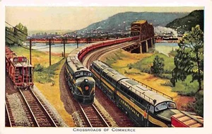 Pennsylvania Railroad Trains Crossroads of Commerce postcard - Picture 1 of 2