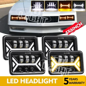 4PCS For 1982-1992 Chevrolet Camaro Z28 4x6" LED Headlights Hi-Lo Beam Halo DRL - Picture 1 of 19