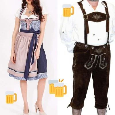 正品啤酒节情侣套装(Dirndl 中长连衣裙 + 传统皮裤) — 第 1/4 张图片