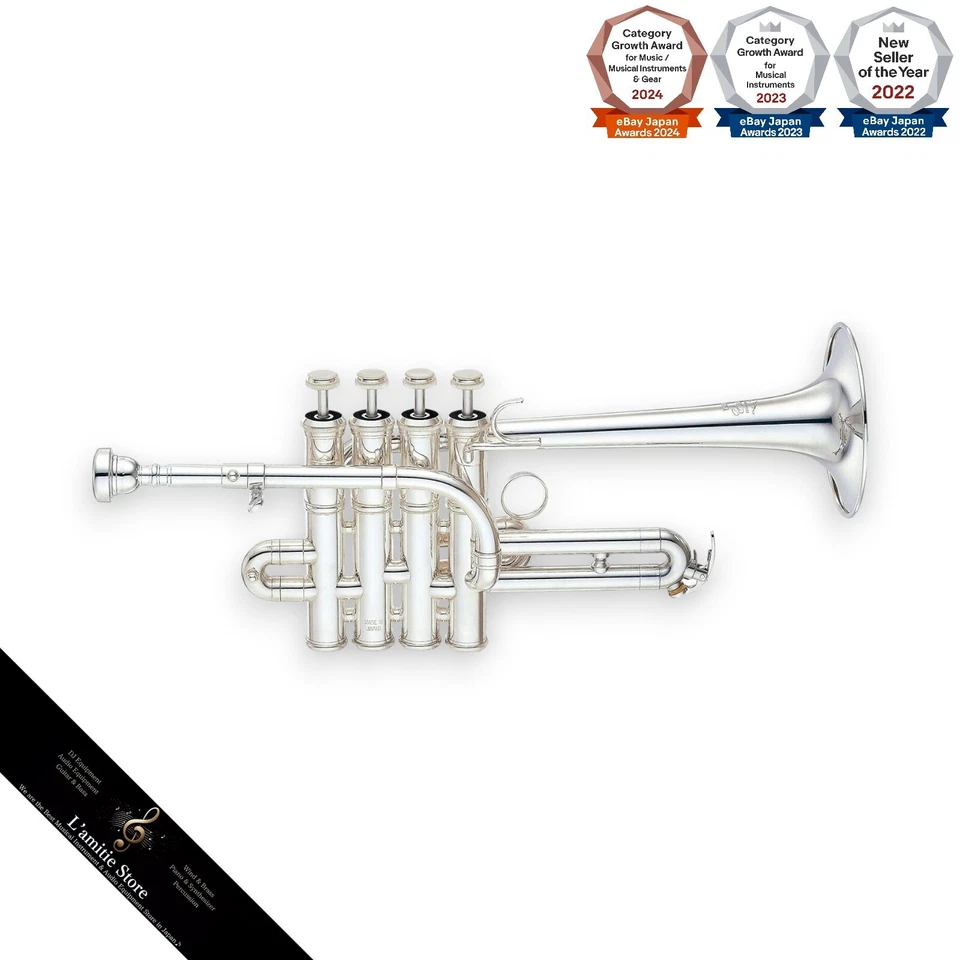 Yamaha YTR-9835 High Bb Key A Xeon Piccolo Trumpet YTR9835 JP Case Silver Rare - Image 1 of 4