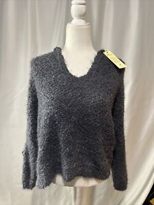 NWT Elan Women's Gray Knit Soft Hooded Sweater Size M