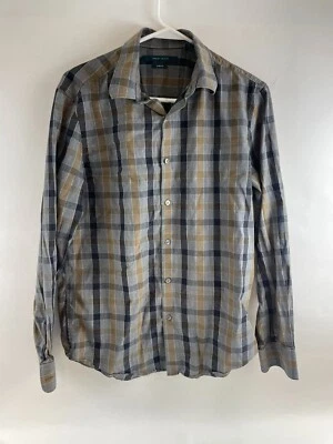 Perry Ellis Shirt Men's Size Medium Gray Plaid Button Up Long Sleeve Stritch - Image 1 of 4