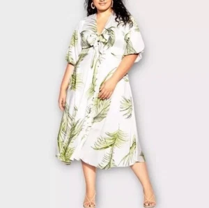 City Chic Tropical Satin Cocktail Dress S - Picture 1 of 5