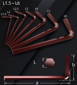 5PCS L-Shaped Hexagon Wrench Flat End for Hex Socket Screw L1.5/2/2.5/3/4/5/6 - Picture 1 of 12