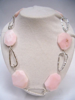 Collana con OPALE ROSA NATURALE e ARGENTO 925  - Girocollo Pietre Dure - Immagine 1 di 4