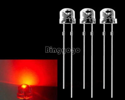 50PCS F5 5mm RED Straw Hat Superbright LED Light LED lamp NEW - Bild 1 von 4