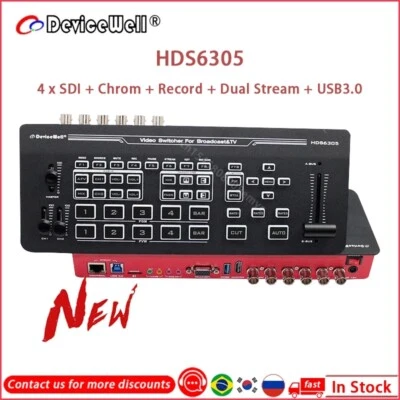 Devicewell HDS6305 4 SDI USB3.0 Chrom Record Dual Stream HD TV Video Switcher  - Image 1 of 4