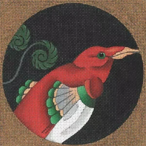 Needlepoint Handpainted Dede Coaster Bird of Paradise New Guinea 5.5" - Picture 1 of 1