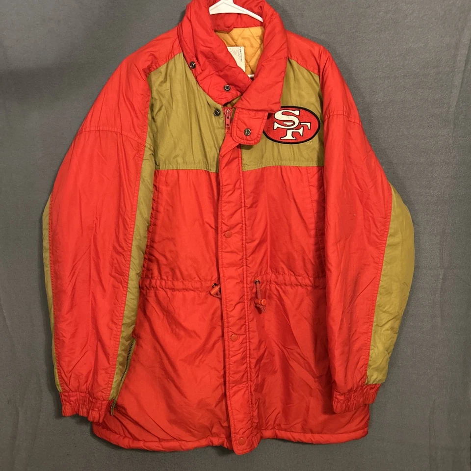 Vintage San Francisco 49ers Jacket Men’s L Red Gold Puffer Coat Big Logo NFL - Image 1 of 4