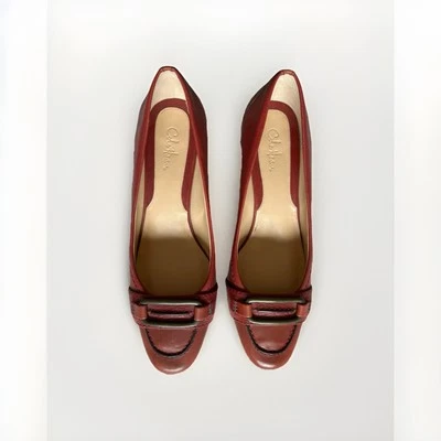 ZAPATOS DE SALÓN CLÁSICOS DE TACÓN MEDIO DE CUERO GENUINO ROJO Cole Haan Talla 7.5 B Foto 1 de 4