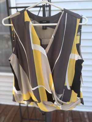 Alfani Women's Sleeveless Multicolor Sleeveless Blouse Sz 10P New Gray Yellow - Image 1 of 4