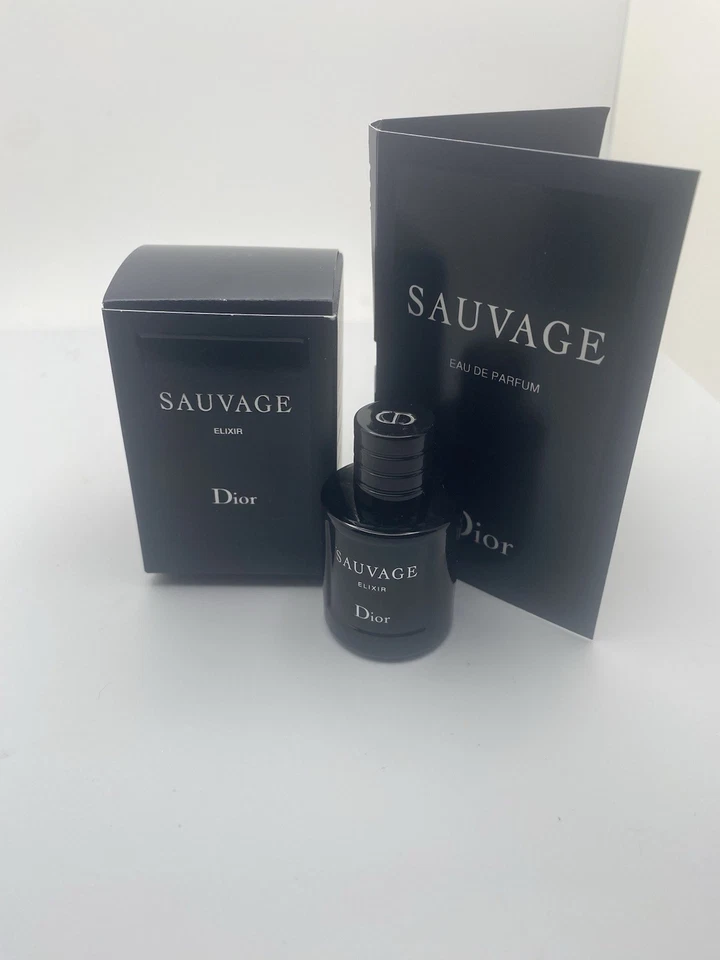 Dior Sauvage Elixir Splash 0,25 Oz tamanho de viagem na caixa e amostra - Imagem 1 de 1