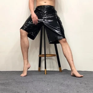 Short Leather Pants Men's Spring/Summe Loose Oversized Hip-hop Dance Performance - Picture 1 of 35
