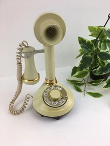 Vintage Candlestick Telephone Gold Accent American Telecommunications Rotary - Picture 1 of 9