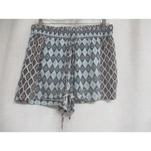 FOREVER 21 blue black Patterned Drawstring Waist Loose Fit Casual Shorts sz M - Picture 1 of 5