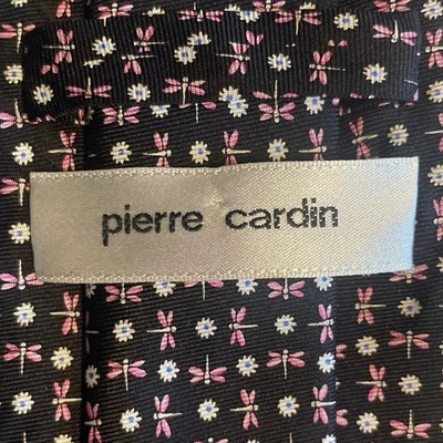 Pierre Cardin Back and Pink Micro Dragonflies Men’s Neck Tie EUC.  T1-1545 - Image 1 of 4