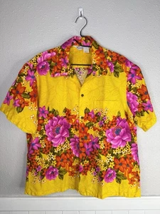 Vtg Hawaiian Tog Shirt XL Aloha Tiki Hawaii Loop Collar Vacation 60s Floral - Picture 1 of 8