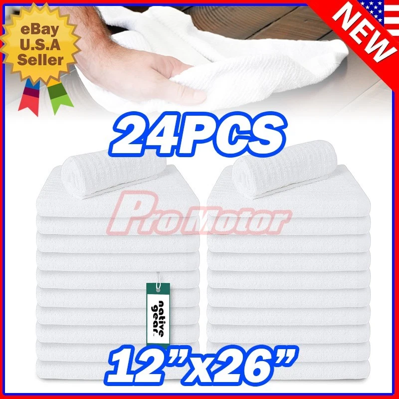 12pcs Salon Towel White Cotton Towels 12" " Restaurant Kitchen Cloth Bar Mop