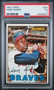 1967 Topps Hank Aaron #250 PSA 3 - Imagen 1 de 2