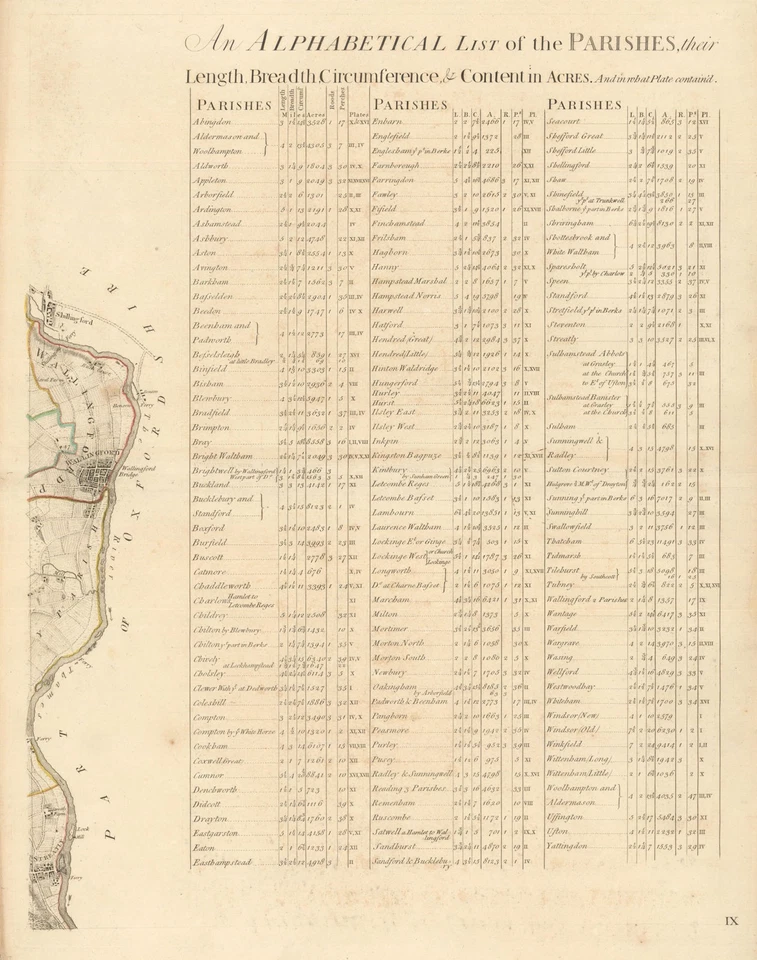 Thames Valley/Berkshire Parishes. Wallingford & Streatley. John Rocque 1761 map - Image 1 of 1