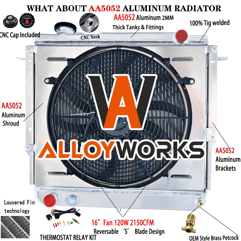 Relé de ventilador de cubierta de radiador de 3 filas para Jeep Cherokee Comanche 1984-1996 1985 1986 Foto 1 de 4