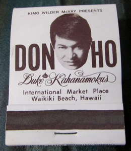 60s Vintage Don Ho Show Duke Kahanamoku Matchbook Waikiki Beach Hawaii Unstruck - Picture 1 of 10