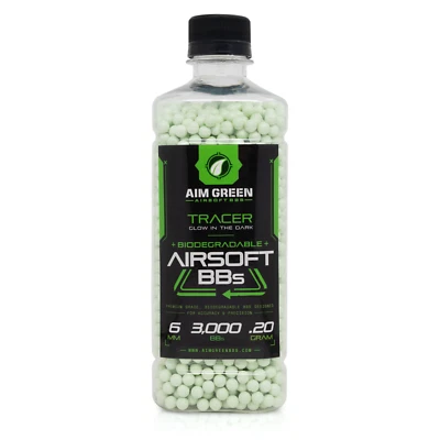 Aim Green Tracer BBs Glow in The Dark Biodegradable Airsoft BBS 6mm, .20g, 3000 - Image 1 of 4
