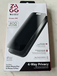 SET OF 2 ZAGG Invisible Shield Privacy Screen Protector iPhone 16 PLUS (6.7") - Picture 1 of 1