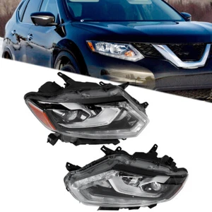 Driver&Passenger Side For Nissan Rogue 2014-2016 Black Headlights Headlamps LED - Picture 1 of 13
