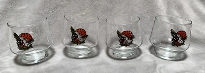 NEW Set of 4 Vintage 1970s Sears Merry Mushroom 3in Beverage Glass Tumblers RARE - Image 1 of 4
