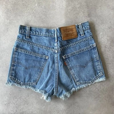Levis Shorts Womens 28" Orange Tab Denim High Rise Distressed Jorts, Blue - Image 1 of 4