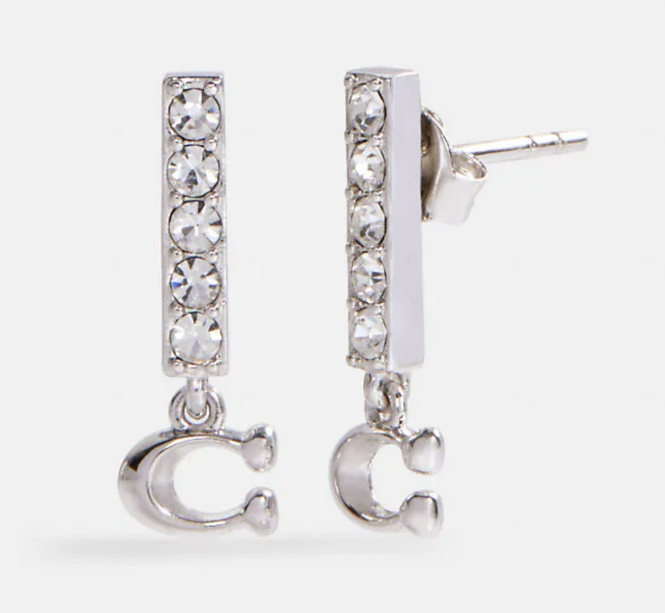 Pendientes Coach Signature Pave Bar 91446 oro rosa o plata nuevos con etiquetas Foto 1 de 1